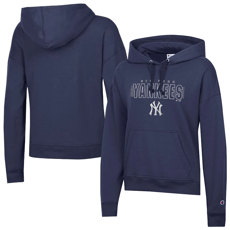 Women's Champion Athletic Navy New York Yankees Distressed Powerblend Hoodie
