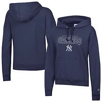 Women's Champion Athletic Navy New York Yankees Distressed Powerblend Hoodie
