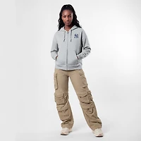Women's Champion Heather Gray New York Yankees Powerblend Fleece Full-Zip Hoodie