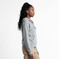 Women's Champion Heather Gray New York Yankees Powerblend Fleece Full-Zip Hoodie