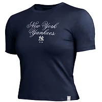 Women's Champion Navy New York Yankees Soft-Touch Fitted Cropped T-Shirt