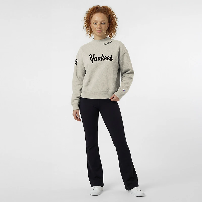 Women's Champion Stone New York Yankees Triumph Tri-Blend Sweatshirt