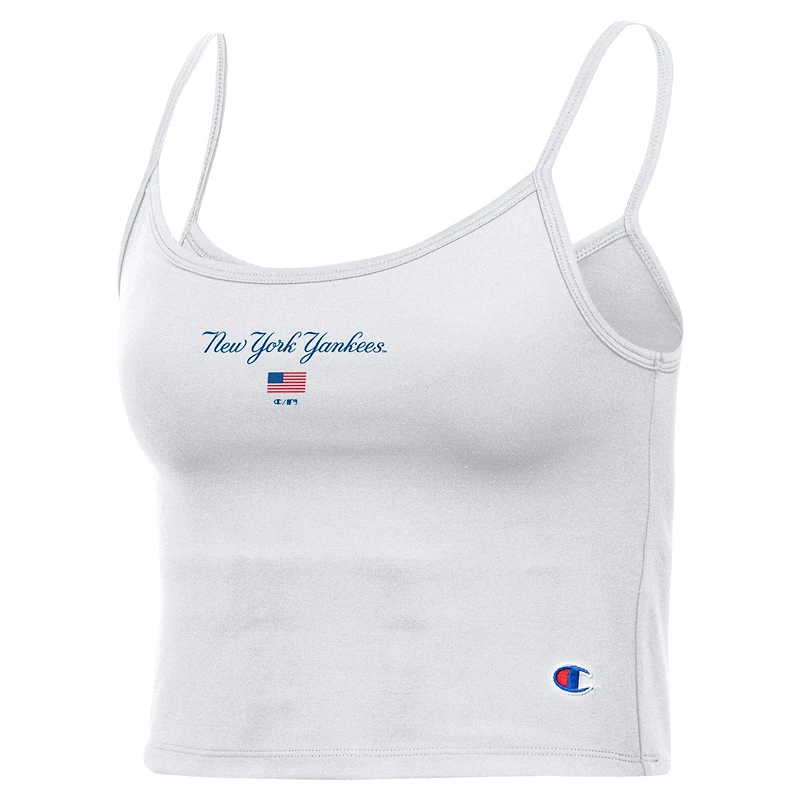 Women's Champion White New York Yankees America Scoop Tank Top