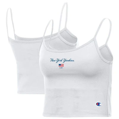 Women's Champion White New York Yankees America Scoop Tank Top