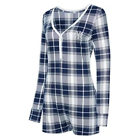 Combinaison en tricot à col V carreaux Ashford de New York Yankees pour femme Concepts Sport Navy