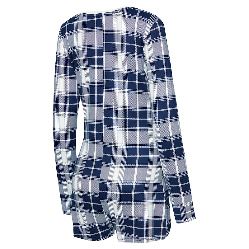 Combinaison en tricot à col V carreaux Ashford de New York Yankees pour femme Concepts Sport Navy