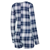 Women's Concepts Sport Navy New York Yankees Ashford Plaid V-Neck Knit Romper