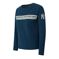 T-shirt à manches longues en molleton français bleu marine New York Yankees de Concepts Sport pour femme