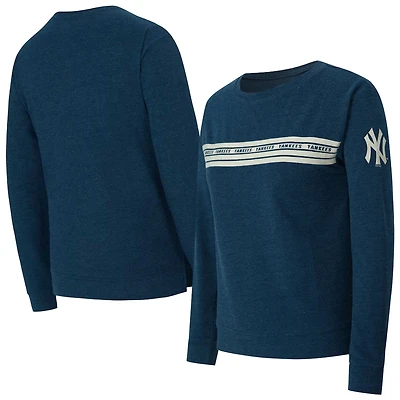 T-shirt à manches longues en molleton français bleu marine New York Yankees de Concepts Sport pour femme