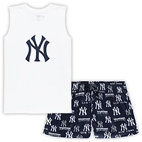 Concepts Sport Ensemble de nuit avec débardeur et short des New York Yankees pour femme, blanc/bleu marine