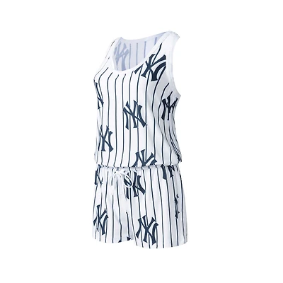 Concepts Sport - Combi-short en tricot à fines rayures pour femmes des Yankees de New York Blanc