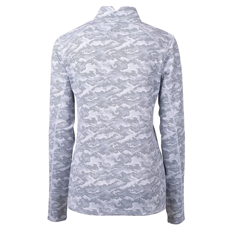 Women's Cutter & Buck Charcoal New York Yankees Traverse Camo Print Stretch Quarter-Zip Pullover Top