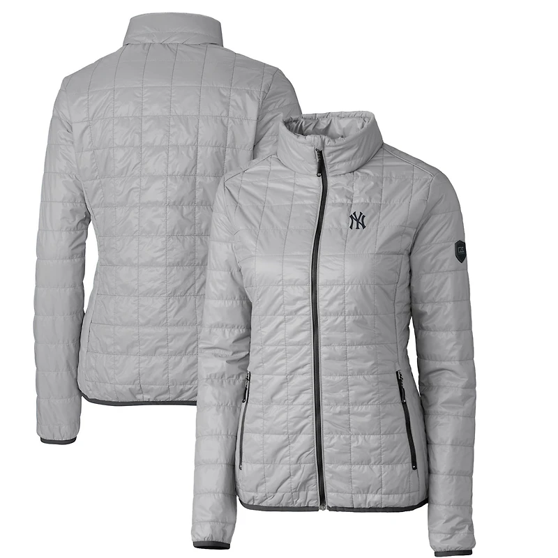 Women's Cutter & Buck Gray New York Yankees Rainier PrimaLoft Eco Full-Zip Puffer Jacket