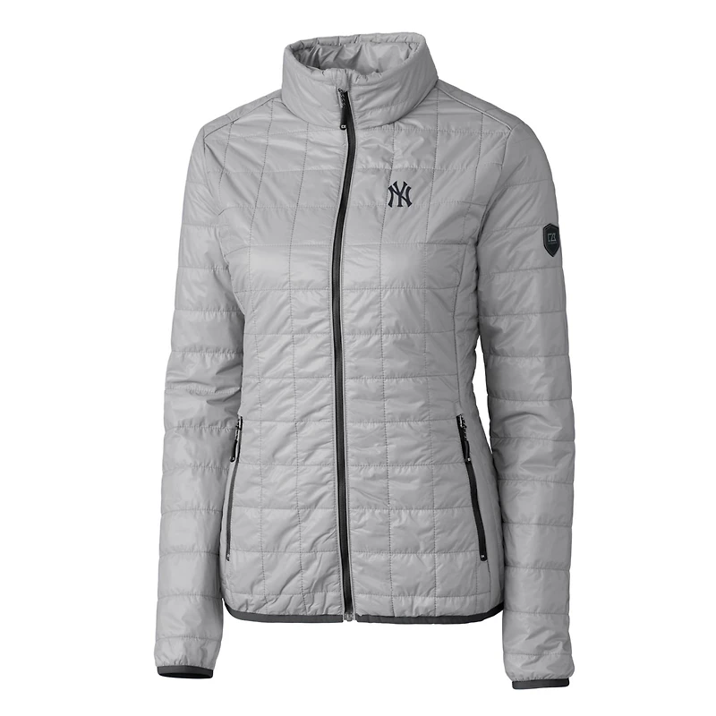 Doudoune zippée intégrale Rainier PrimaLoft Eco pour femme, grise, des Yankees de New York, Cutter & Buck