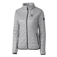 Doudoune zippée intégrale Rainier PrimaLoft Eco pour femme, grise, des Yankees de New York, Cutter & Buck