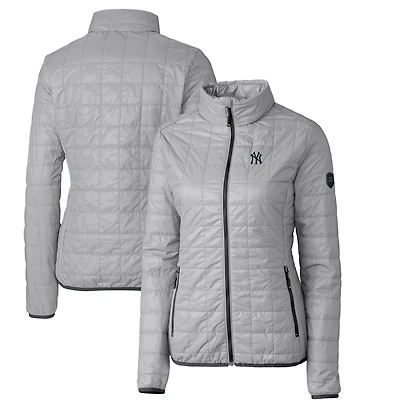 Women's Cutter & Buck Gray New York Yankees Rainier PrimaLoft Eco Full-Zip Puffer Jacket