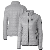 Women's Cutter & Buck Gray New York Yankees Rainier PrimaLoft Eco Full-Zip Puffer Jacket