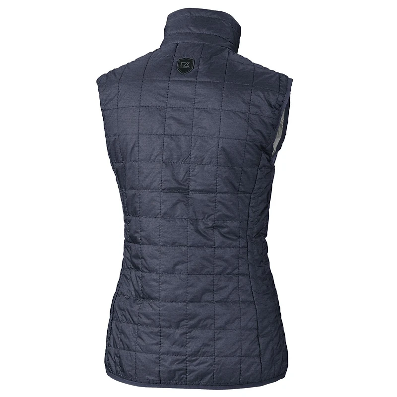 Women's Cutter & Buck Heather Navy New York Yankees Rainier PrimaLoft Eco Full-Zip Puffer Vest