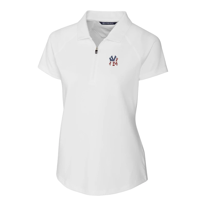 Women's Cutter & Buck White New York Yankees Americana Logo DryTec Forge Stretch Polo