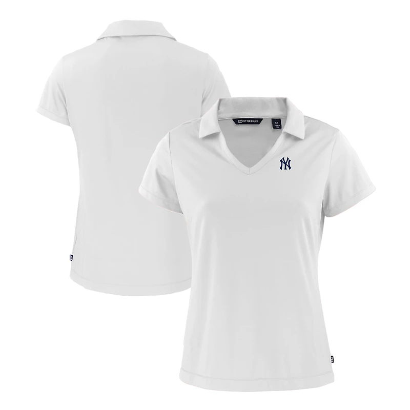 Women's Cutter & Buck  White New York Yankees Daybreak Eco Recycled V-Neck Polo