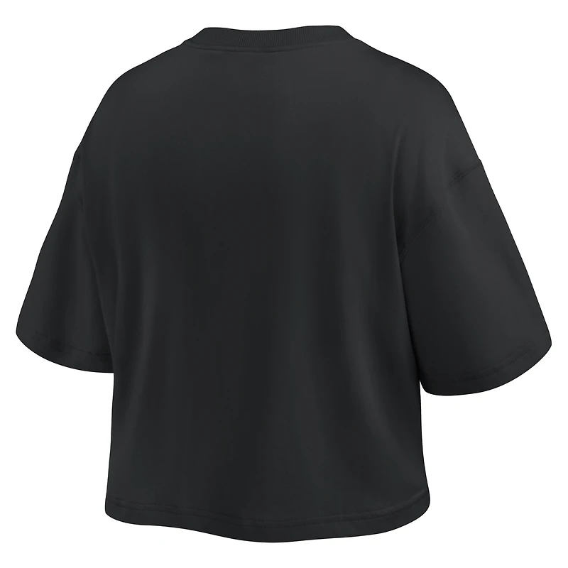 T-shirt court Fanatics noir pour femmes, style américain, New York Yankees