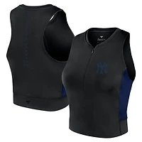 Débardeur de sport ajusté à demi-zip Fanatics pour femmes, noir, New York Yankees Studio
