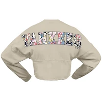 Women's Fanatics  Cream New York Yankees Floral Preppy Cropped Long Sleeve T-Shirt