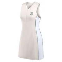 Women's Fanatics Cream New York Yankees Studio Boost Athletic Half-Zip Dress