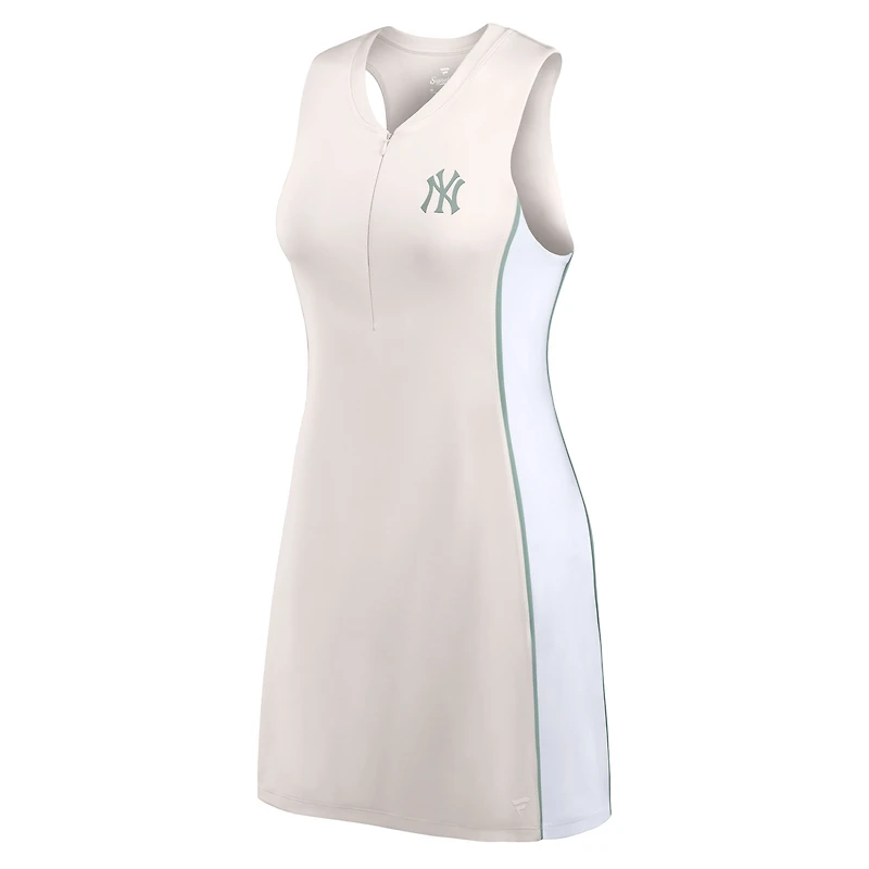 Robe athlétique à demi-zip Fanatics pour femmes, crème, New York Yankees Studio Boost