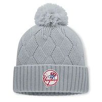 Women's Fanatics Gray New York Yankees Shifted Knit Hat with Pom