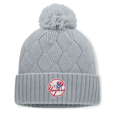 Women's Fanatics Gray New York Yankees Shifted Knit Hat with Pom