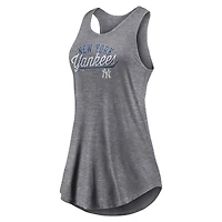 Débardeur à col rond et dos nageur Simplicity Swing New York Yankees Fanatics pour femmes, gris chiné