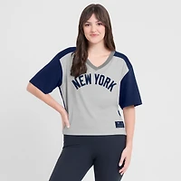 Women's Fanatics Navy/Graphite New York Yankees Oversized Race To Win V-Neck T-Shirt