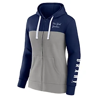 Veste à capuche entièrement zippée Fanatics pour femmes bleu marine/gris New York Yankees Take The Field