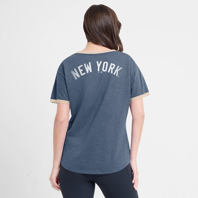 Women's Fanatics Navy New York Yankees Binge Worthy Stadium Slub V-Neck T-Shirt