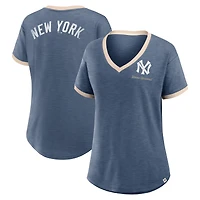 T-shirt à col en V pour femme Fanatics Navy New York Yankees Binge Worthy Stadium Slub