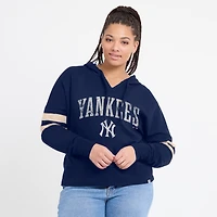 Sweat à capuche Fanatics pour femmes, bleu marine, New York Yankees, Bold Move, col cranté, hanche haute