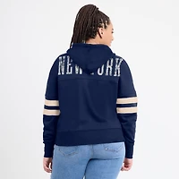 Sweat à capuche Fanatics pour femmes, bleu marine, New York Yankees, Bold Move, col cranté, hanche haute