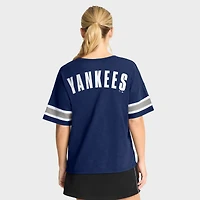 T-shirt Fanatics bleu marine pour femme, motif Curl Route des Yankees de New York