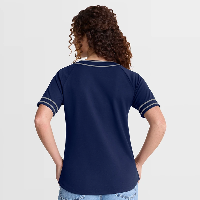 Women's Fanatics Navy New York Yankees Diva Race Ahead Raglan V-Neck T-Shirt
