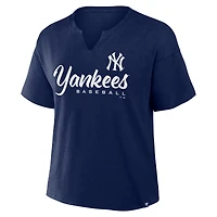 T-shirt boxy bleu marine Fanatics pour femme, fan des Yankees de New York, favori fans du stade