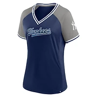 Women's Fanatics Navy New York Yankees Glitz & Glam League Diva Raglan V-Neck T-Shirt