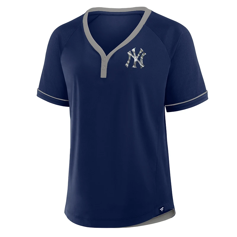 Women's Fanatics Navy New York Yankees League Diva Star Raglan V-Neck T-Shirt