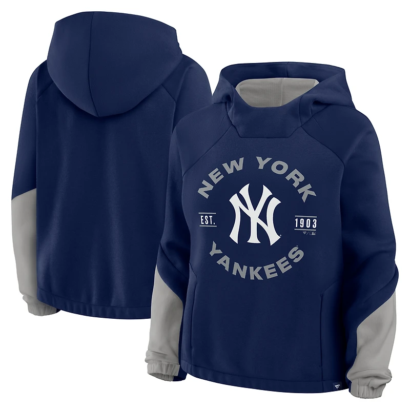 Women's Fanatics Navy New York Yankees Oversized Time to Win Pullover Hoodie