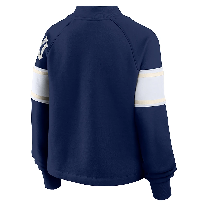Sweat-shirt surdimensionné à manches raglan bleu marine des Yankees de New York pour femme