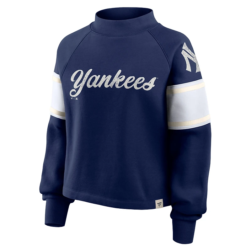 Sweat-shirt surdimensionné à manches raglan bleu marine des Yankees de New York pour femme
