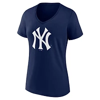 T-shirt à col en V Fanatics Navy New York Yankees pour femmes, grande taille, fête des mères #1 Mom