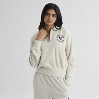 Women's Fanatics Oatmeal Heather New York Yankees Iconic Terry Quarter-Zip Sweatshirt