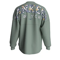 T-shirt à manches longues Fanatics vert sauge pour femmes, motif floral des Yankees de New York