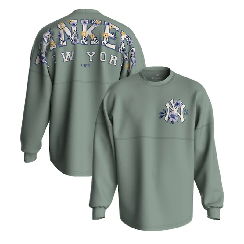 Women's Fanatics Sage Green New York Yankees Floral Spirit Jersey Long Sleeve T-Shirt